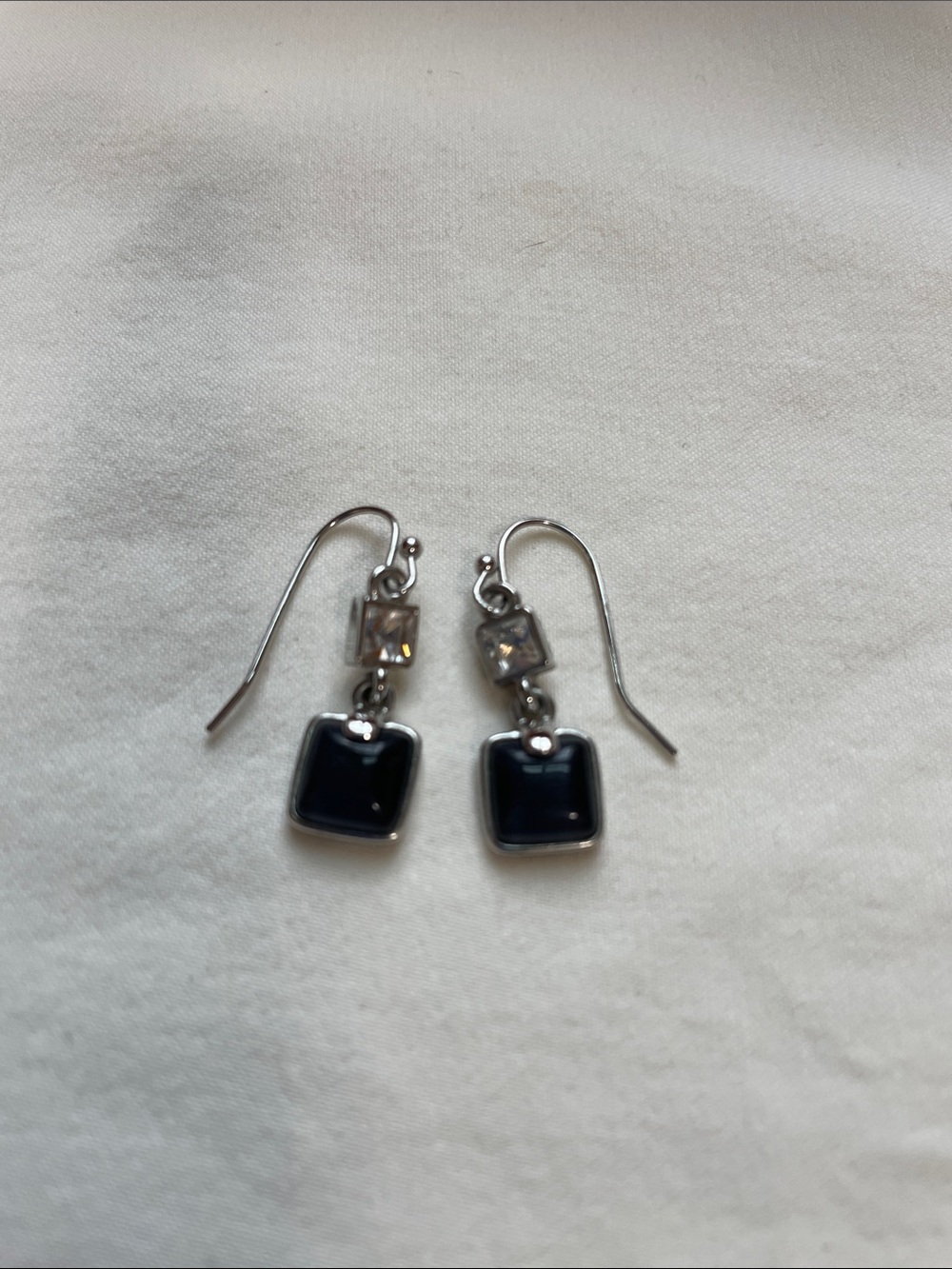 Lia Sophia Black and Clear Drop Earrings